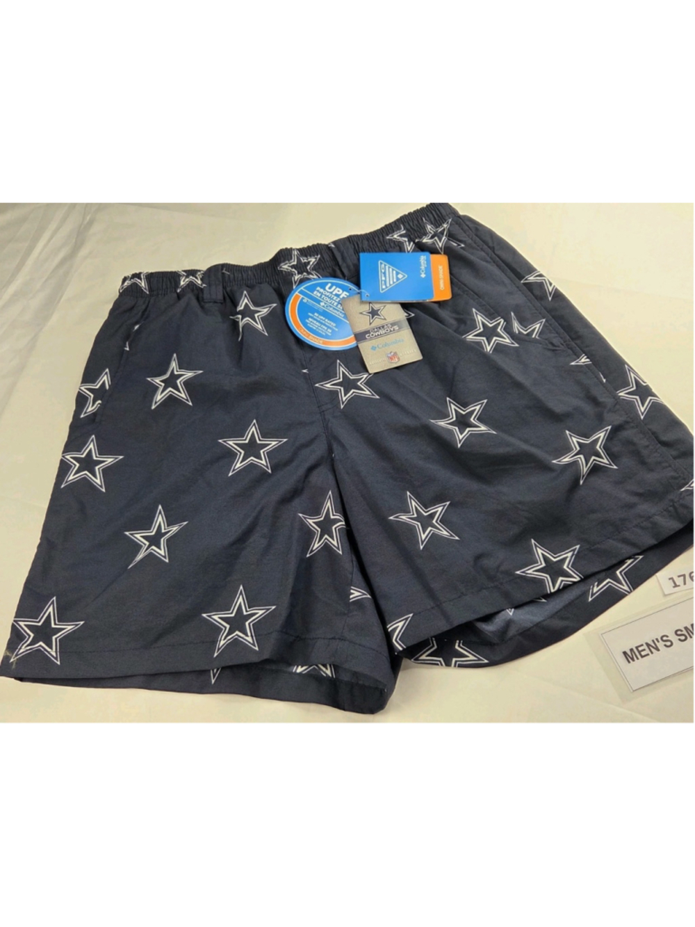 Columbia PFG Dallas Cowboys Men’s Small Swim Shorts Navy Star Print NWT #1760